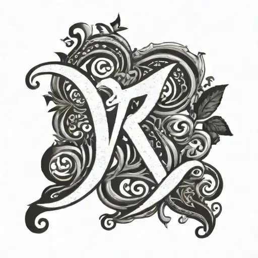 Cursive R with John 5:19 on side tattoo design idea