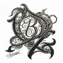 Cursive R with John 5:19 on side tattoo design idea