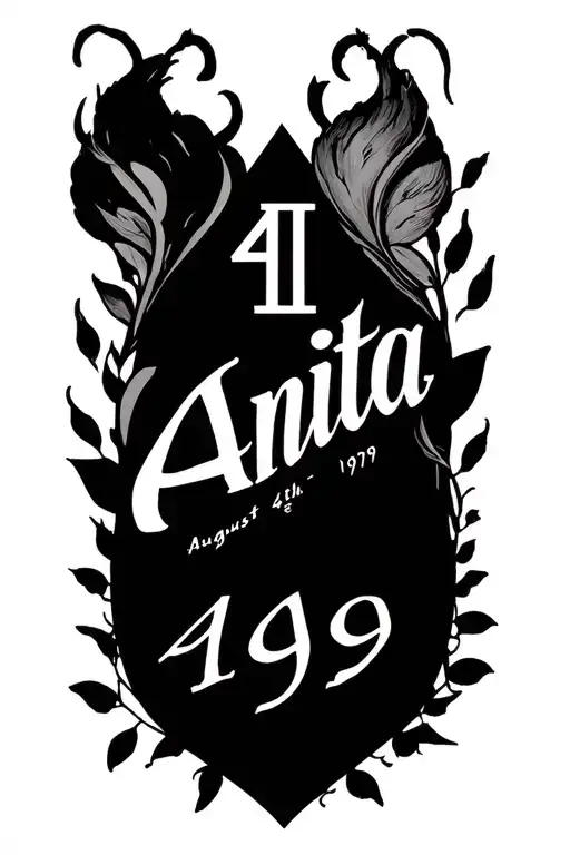 roman numerlas tattoo saying anita in the middle with her birth date  being august 4th 1979 but just the numbers and nam tattoo design idea