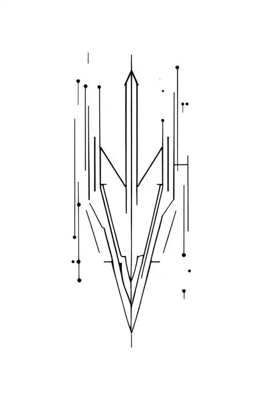 Trident Design Geometric lines, digital fades, and circuit-inspired details tattoo design idea