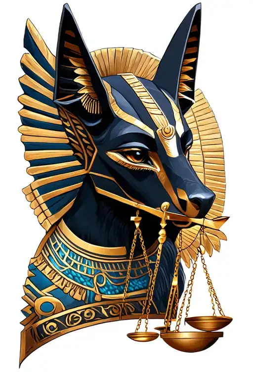anubis and scales of justice and eye horus and eye of ra tattoo design idea
