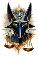 anubis and scales of justice and eye horus and eye of ra tattoo design idea