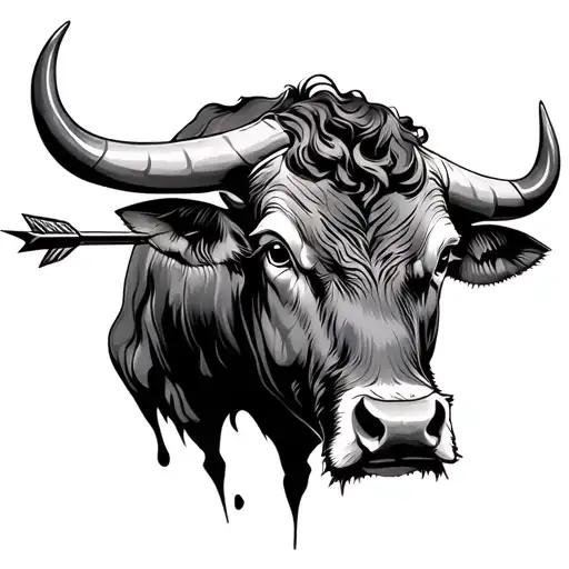 bull, arrow, sheet tattoo design idea