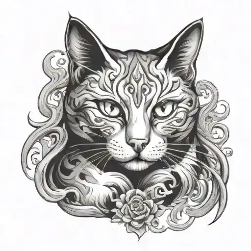 Cat ghost tattoo design idea