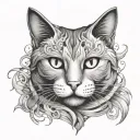 Cat ghost tattoo design idea