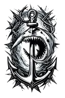 shark compas anchor  tattoo design idea