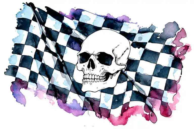 skull checkered flag inside tattoo design idea