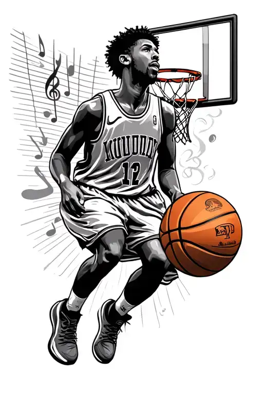 basketball and music lovers tattoo design idea