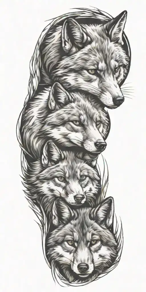 Fox and wolf tattoo design idea