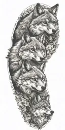 Fox and wolf tattoo design idea
