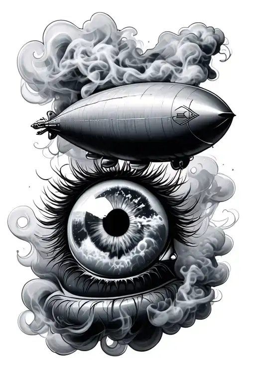 eye blimp world is yours smoke tattoo design idea