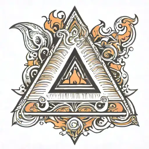 AA Triangle symbol with flames tattoo design idea