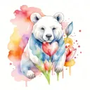 tulip flower bear white heart tattoo design idea