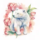 tulip flower bear white heart tattoo design idea