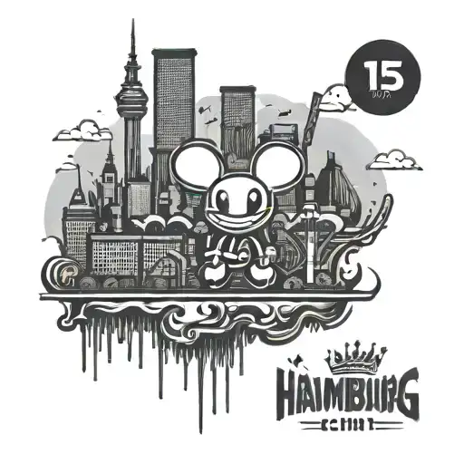 Hamburg City Skyline with Deadmau5 Logo  tattoo design idea