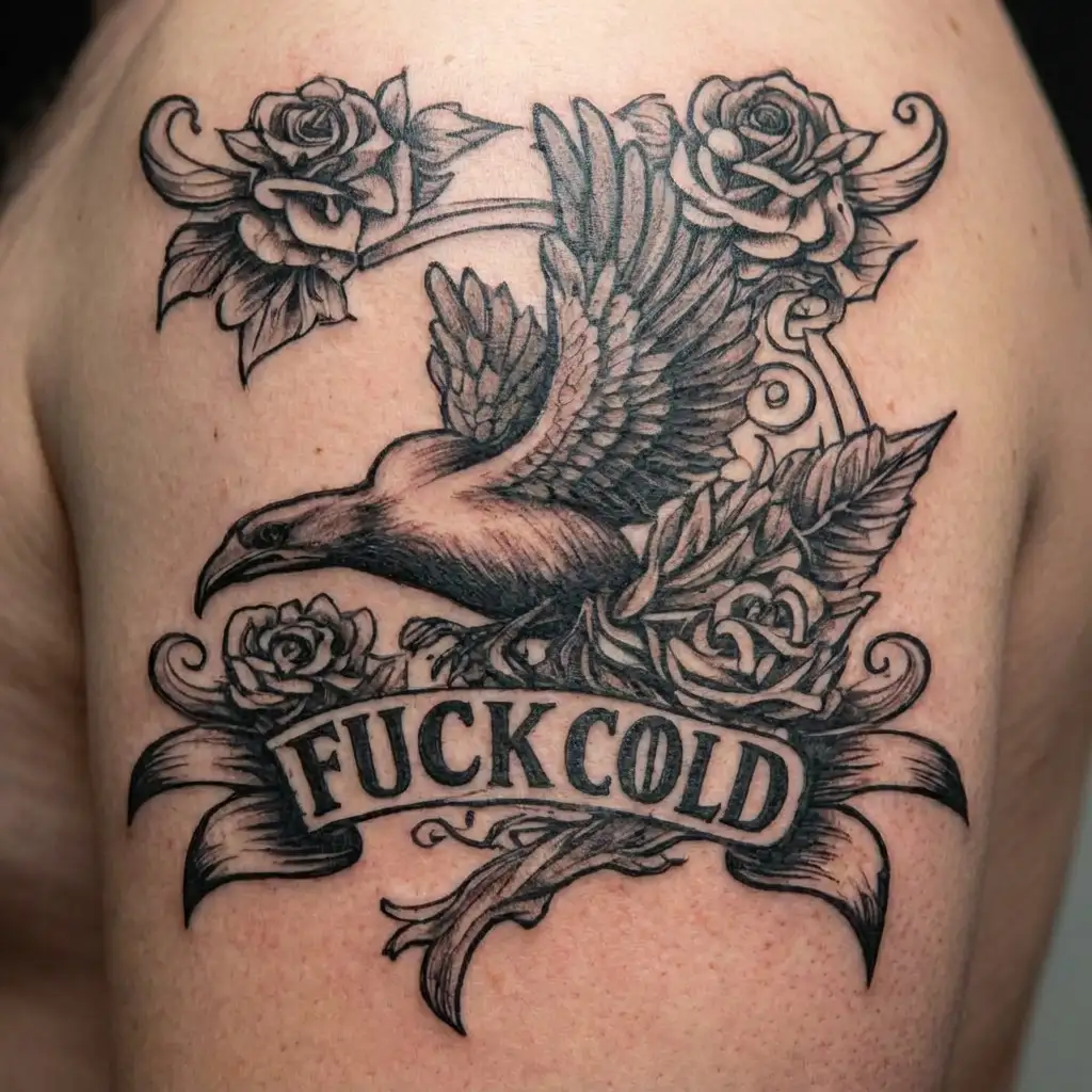 The inscription reads: "FUCK THE CUCKOLD". tattoo design idea