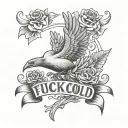 The inscription reads: "FUCK THE CUCKOLD". tattoo design idea