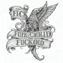 The inscription reads: "FUCK THE CUCKOLD". tattoo design idea