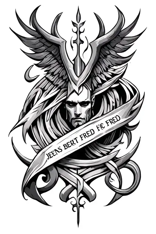 sagitarius in tribals with jens berit and fred names in it on forearm  tattoo design idea