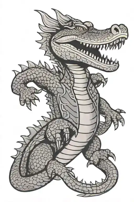 alligator art deco tattoo design idea
