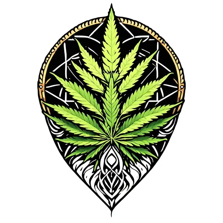 weed bud crown trippy lines  background sacred geometry tattoo design idea