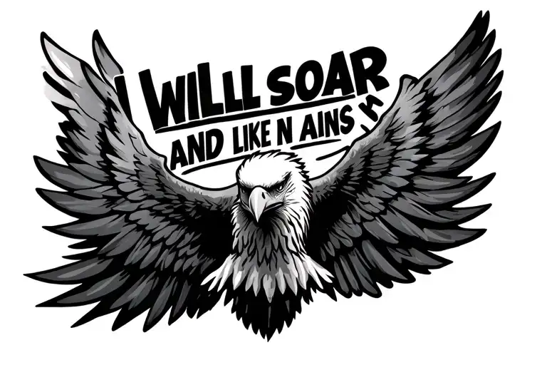 "I will soar and n wings like e" stronger than the storm soar on wings like eagles tattoo design idea