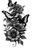 flowers and butterflies with book open tattoo design idea
