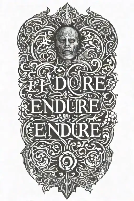 the word endure emerging from stone  tattoo design idea