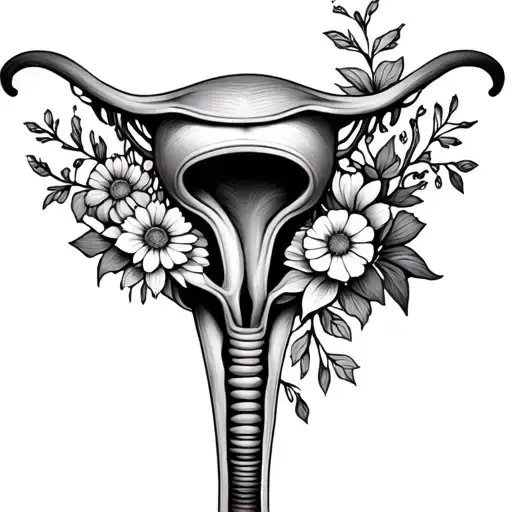 uterus made of flowers endometriosis survivor  tattoo design idea