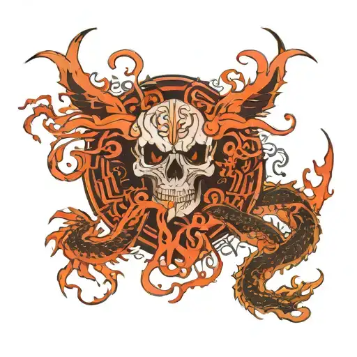 Latin phrase 'memento mori' and Japanese dragon  tattoo design idea