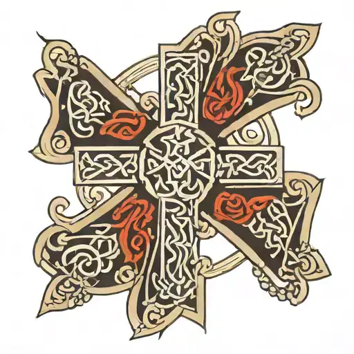 Celtic cross intertwined with last name Casserly tattoo design idea