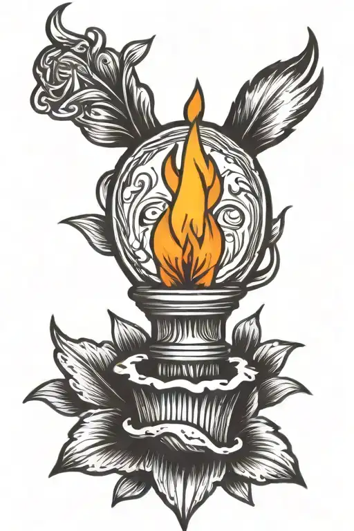 candle burning top and bottom tattoo design idea