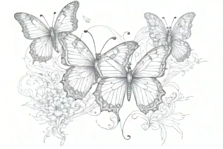 butterflies on the ribs tattoo design idea