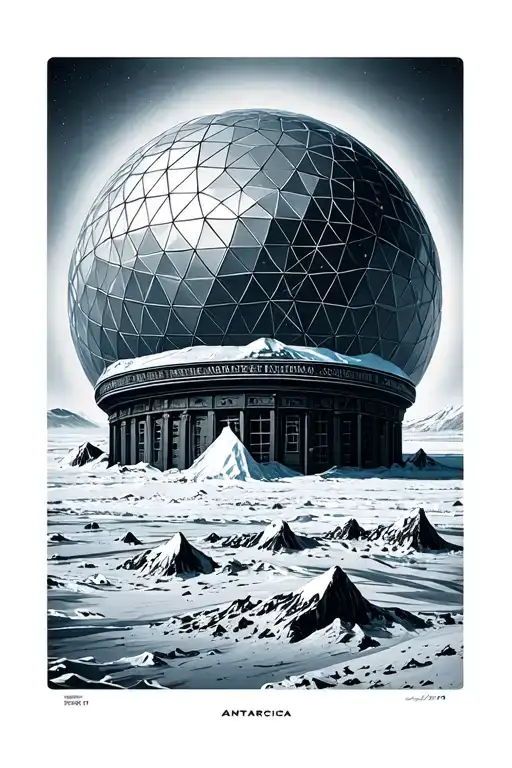 antarctica south pole geodesic dome tattoo design idea