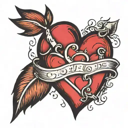 heart outline in black with "A + J" in the center  tattoo design idea