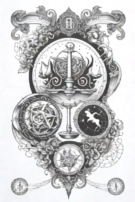 libra capricorn gemini zodiac sign tattoo design idea