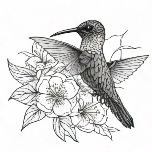 Trinidad Scarlett Ibisand humming bird tattoo design idea