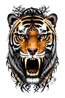 half -skull tiger tattoo design idea