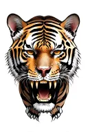 half -skull tiger tattoo design idea