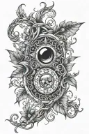 Dark witchy tattoo with vines twisting and small magic elements and a gemstone  tattoo design idea