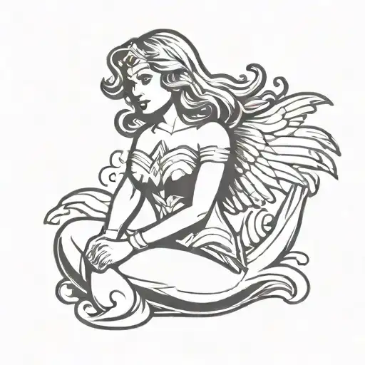 Wonder Woman rubber duck sitting tattoo design idea