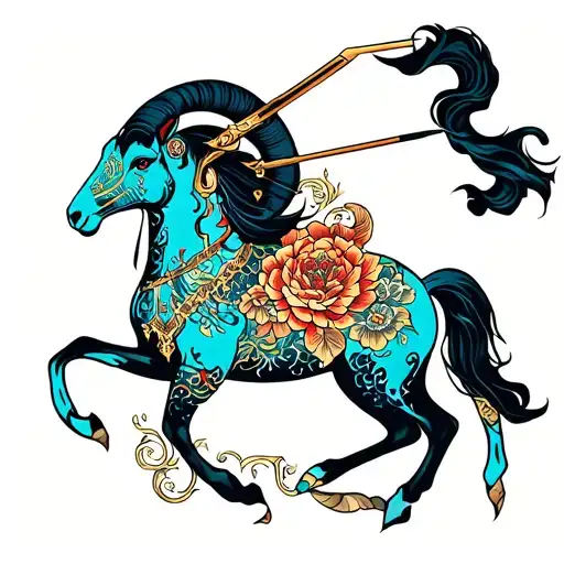 Sagittarius and Aries zodiac sign tattoo design idea