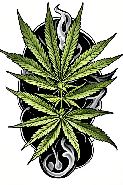 marijuana blunt and smoke tattoo design idea
