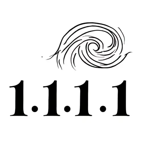 the numbers 11:11 hand written and infused in a wave or Polynesian symbol tattoo design idea