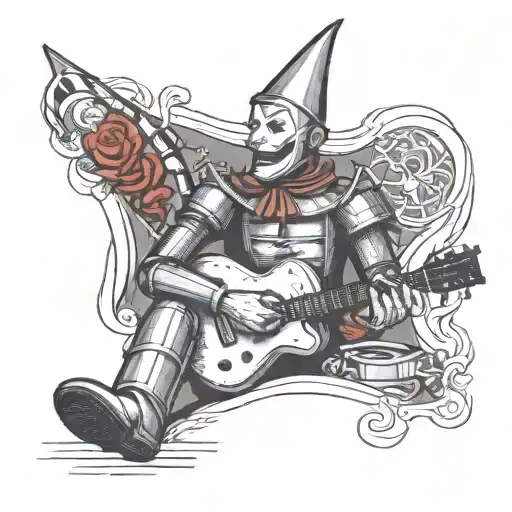 wizard of oz tinman with guitar tattoo design idea