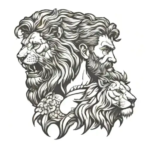 Hercules with lion head tattoo design idea