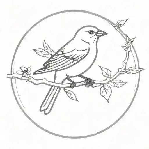 simple line drawing of canary bird in circle frame tattoo design ideaSimple Line Drawing Of Canary Bird In Circle Frame tattoo design idea