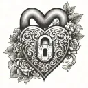 A heart-shaped lock with a keyhole in the center, symbolizing the idea of unlocking love tattoo design idea