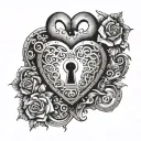 A heart-shaped lock with a keyhole in the center, symbolizing the idea of unlocking love tattoo design idea