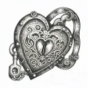 A heart-shaped lock with a keyhole in the center, symbolizing the idea of unlocking love tattoo design idea
